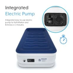 Single Comfort Plus Air Bed – Navy/White -Camping Equipment k1e65e241f1b320f3665287f518eda73d