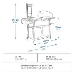 Quechua Camping Large Folding Kitchen Cabinet -Camping Equipment k25e478d9e99c1472fd12926892dd7759