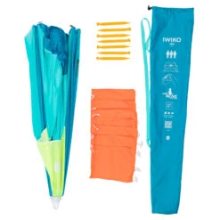 3-person Sun Shelter Beach Parasol UPF50+ Iwiko 180 - Blue Yellow -Camping Equipment k97575b3ebc6361a5e199673a5d933583